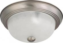  60/3311 - 2-Light Small Flush Mount Ceiling Light in Brushed Nickel Finish with Frosted White Glass and (2)