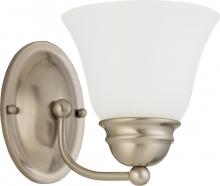  60/3317 - 1-Light Vanity Fixture in Brushed Nickel Finish with Frosted White Glass and (1) 13W GU24 Lamp