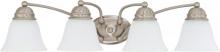  60/3321 - 4-Light Vanity Fixture in Brushed Nickel Finish with Frosted White Glass and (4) 13W GU24 Lamps