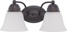  60/3356 - 2-Light Vanity Light Fixture in Mahogany Bronze Finish with Frosted Glass and (2) 13W GU24 Lamps