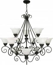  60/377 - Castillo - 12 Light - 38" - Chandelier - 3 Tier w/ Alabaster Swirl Glass