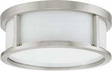  60/3811 - 2-Light Small Flush Mount Ceiling Light in Brushed Nickel Finish with White Satin Glass and (2) 13W