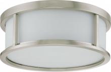  60/3813 - 3-Light Large Flush Mount Ceiling Light in Brushed Nickel Finish with White Satin Glass and (3) 13W