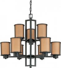  60/3829 - Odeon ES - 9 Light Chandelier w/ Parchment Glass - (9) 13w GU24 Lamps Included