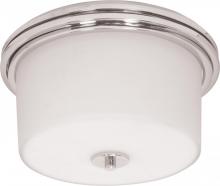  60/3862 - 2-Light Flush Mount Ceiling Light in Polished Chrome Finish with White Opal Glass and (2) 13W GU24