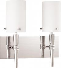  60/3867 - 2-Light Vanity Fixture in Polished Chrome Finish with White Opal Glass and (2) 13W GU24 Lamps