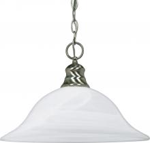  60/390 - 1 Light - 16" Pendant with Alabaster Glass - Brushed Nickel Finish