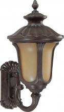  60/3905 - 1-Light Small Outdoor Wall Lantern (Arm Up) with Photocell in Fruitwood Finish with Sienna Glass and