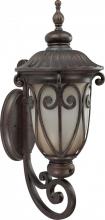  60/3921 - 1-Light Large Outdoor Wall Lantern (Arm Up) with Photocell in Burlwood Finish with Frosted Wheat