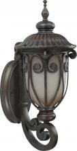  60/3925 - 1-Light Small Outdoor Wall Lantern (Arm Up) with Photocell in Burlwood Finish with Frosted Wheat