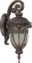 60/3926 - 1-Light Small Outdoor Wall Lantern (Arm Down) with Photocell in Burlwood Finish with Frosted Wheat