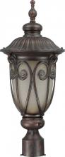  60/3929 - 1-Light Medium Outdoor Wall Lantern with Photocell in Burlwood Finish with Frosted Wheat Glass and