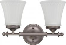  60/4012 - 2-Light Vanity Light Fixture in Aged Pewter Finish with Frosted Etched Glass