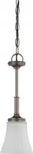  60/4017 - 1-Light Mini Pendant Light Fixture in Aged Pewter Finish with Frosted Etched Glass