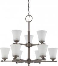  60/4019 - 9-Light 2-Tier Large Chandelier in Aged Pewter Finish with Frosted Etched Glass