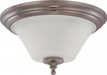 60/4022 - 3-Light Flush Mount Lighting Fixture in Aged Pewter Finish with Frosted Etched Glass