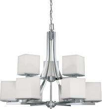  60/4089 - Bento - 9 Light Two Tier Chandelier w/ Satin White Glass