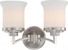  60/4102 - 2-Light Vanity Light Fixture in Brushed Nickel Finish with White Satin Glass