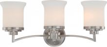  60/4103 - 3-Light Vanity Light Fixture in Brushed Nickel Finish with White Satin Glass