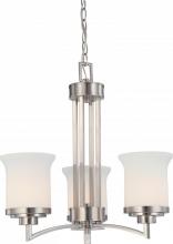  60/4104 - 3-Light Chandelier in Brushed Nickel Finish with White Satin Glass