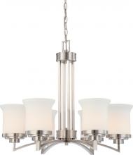  60/4105 - 6-Light Chandelier in Brushed Nickel Finish with White Satin Glass
