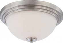  60/4111 - 2-Light Flush Mount Lighting Fixture in Brushed Nickel Finish with White Satin Glass