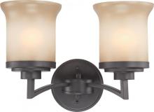  60/4122 - 2-Light Vanity Light Fixture in Dark Chocolate Bronze Finish with Saffron Glass