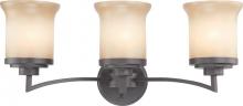  60/4123 - 3-Light Vanity Light Fixture in Dark Chocolate Bronze Finish with Saffron Glass