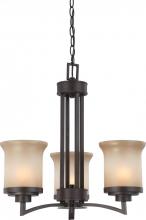  60/4124 - 3-Light Chandelier in Dark Chocolate Bronze Finish with Saffron Glass