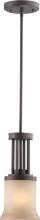  60/4128 - 1-Light Saffron Glass Mini Pendant Light in Dark Chocolate Bronze Finish