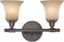  60/4162 - 2-Light Vanity Fixture in Vintage Bronze Finish with Auburn Beige Glass