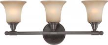  60/4163 - 3-Light Vanity Fixture in Vintage Bronze Finish with Auburn Beige Glass