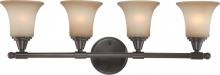  60/4164 - 4-Light Vanity Fixture in Vintage Bronze Finish with Auburn Beige Glass