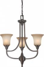  60/4165 - 3-Light Chandelier in Vintage Bronze Finish with Auburn Beige Glass