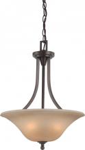 60/4167 - 3-Light Pendant Light Fixture in Vintage Bronze Finish with Auburn Beige Glass