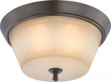  60/4173 - 3-Light Flush Mount Ceiling Light in Vintage Bronze Finish with Auburn Beige Glass