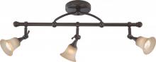  60/4174 - 3-Light Fixed Track Lighting Fixture in Vintage Bronze Finish with Auburn Beige Glass and (3) 50W