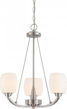  60/4185 - Helium - 3 Light Chandelier with Satin White Glass - Brushed Nickel Finish