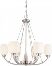  60/4186 - Helium - 6 Light Chandelier with Satin White Glass - Brushed Nickel Finish