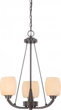  60/4205 - 3-Light Chandelier in Vintage Bronze Finish with Cream Beige Glass