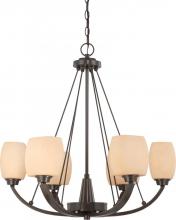  60/4206 - 6-Light Chandelier in Vintage Bronze Finish with Cream Beige Glass