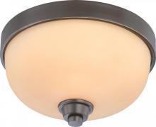  60/4211 - 1-Light Flush Mount Ceiling Light in Vintage Bronze Finish with Cream Beige Glass
