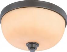  60/4212 - 2-Light Flush Mount Ceiling Light in Vintage Bronze Finish with Cream Beige Glass