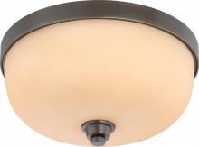  60/4213 - 3-Light Flush Mount Ceiling Light in Vintage Bronze Finish with Cream Beige Glass