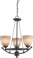  60/4225 - Carousel - 3 Light Chandelier w/ Auburn Beige Glass