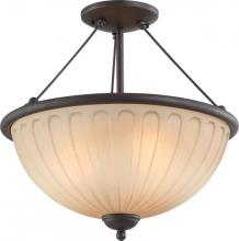  60/4228 - Carousel - 3 Light Semi Flush Fixture w/ Auburn Beige Glass