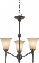  60/4245 - 3-Light Small Chandelier in Georgetown Bronze Finish with Sienna Glass