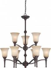  60/4249 - Franklin - 12 Light Two Tier Chandelier w/ Sienna Glass