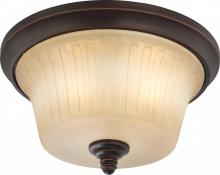  60/4252 - 3-Light Flush Mount Dome Lighting Fixture in Georgetown Bronze Finish with Sienna Glass