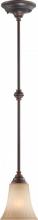  60/4253 - 1-Light Mini Pendant Light Fixture in Georgetown Bronze Finish with Sienna Glass